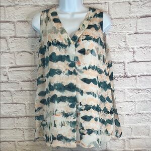 Cabi Blue Sleeveless Blouse Relaxed Buttoned